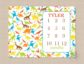 Dinosaur Baby Blanket Dinosaur Monthly Blanket Dinsoaur Monogram Baby Blanket Baby Gift Dinosaur Milestone Tracker Dinosaur Bedding B124-Sweet Blooms Decor