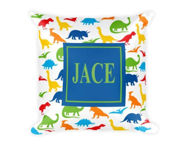 Dinosaur Throw Pillow Dinosaur Room Decor Nursery Decor Dinosaur Monogram Pillow Dinosaur Bedroom Decor Dinosaur Kids Room Decor-Sweet Blooms Decor