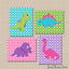 Dinosaurs Girl Nursery Decor Dinosaur Wall Art Pink Purple Teal Green Hearts Baby Girl Bedroom Decor BAby Shower Gift  C596