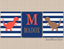 Dinosaurs Nursery Wall Art Navy Blue Orange Brown Stripes Name Monogram Baby Boy Bedroom Decor Jurassic Jams  UNFRAMED  C218