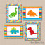 Dinosaurs Nursery Wall Art Polkadots  Stripes Red Green Orange Blue Teal Baby Boy Bedroom Decor Baby Shower Gift  C137