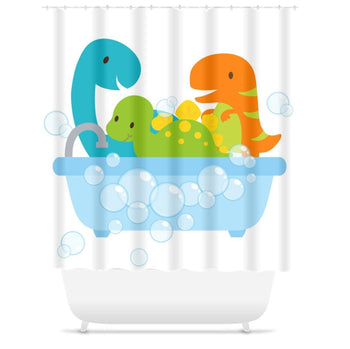 Dinosaurs Shower Curtain Bath Kids Bathroom Bath Tub Girl Boy Dinosaur Theme Baby Bathroom Decor Siblings Brother Sister S127
