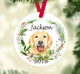 Dog Christmas Ornament Puppy Personalized Ornament Labrador Retriever Christmas Wreath Boy Gift Golden Pet Ornamanrt 129
