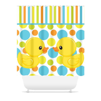 Duck Shower Curtain Rubber Ducky Kids Bathroom Decor Duck Monogram Shower Curtain Brother Sister Shower Curtain Yellow Blue Green S109