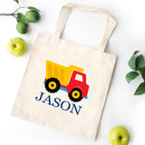 Dump Truck Tote Bag Construction Personalized Kids Canvas School Bag Custom Preschool Daycare Toddler Beach Tote Birthday Gift Library T102-Sweet Blooms Decor