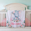 Elephant Baby Girl Floral Name Blanket with Blush Pink Flowers B675
