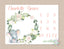 Elephant Girl Milestone Blanket Coral Mint Pink Growth Tracker Personalized Newborn Cactus Floral Succulents Rose Baby Shower Gift B582