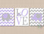 Elephant Girl Nursery Decor Wall Art Lavender Gray Chevron Love Baby Gilr Bedroom Decor Modern Baby Shower Gift  C726