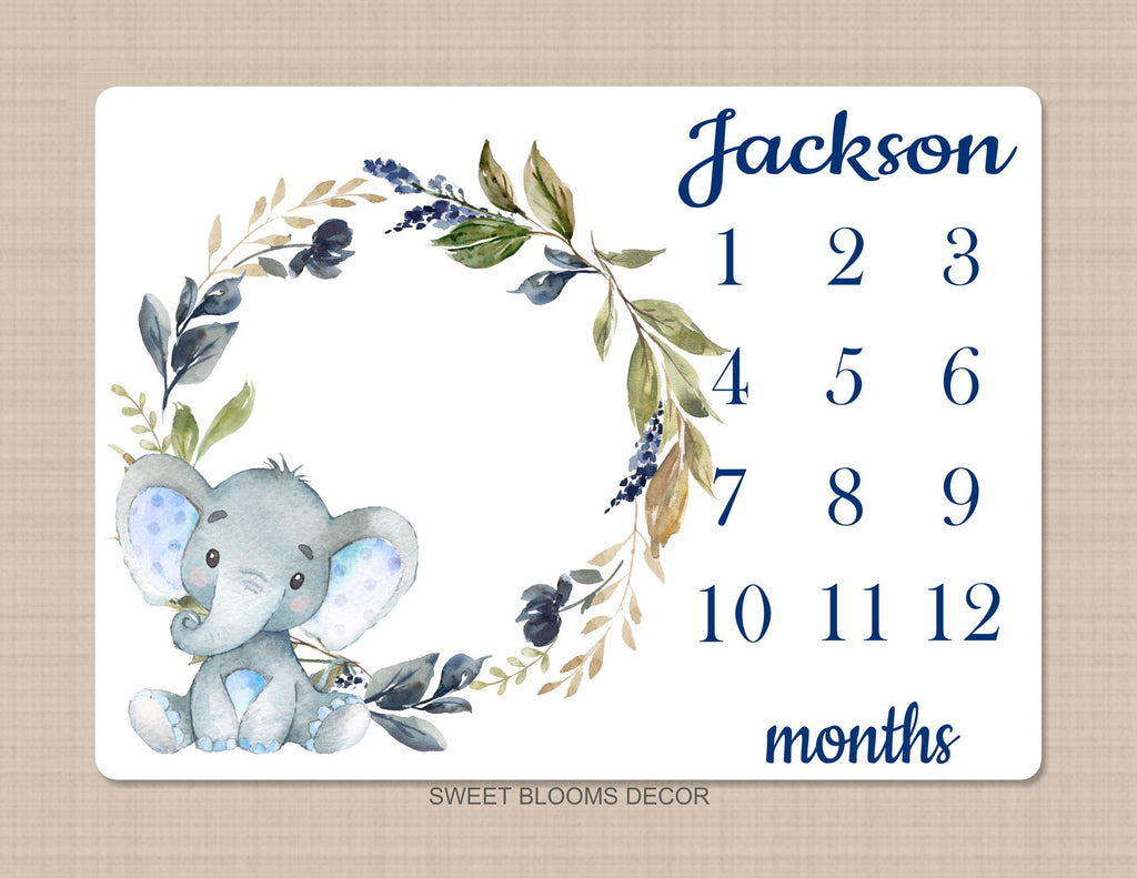 Elephant milestone blanket boy best sale