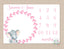 Elephant Milestone Blanket Monthly Growth Tracker Pink Gray Elephant Perosnalized Baby Girl Blanket Name Monogram Nursery Decor Bedding B240