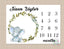 Elephant Milestone Blanket Monthly Growth Tracker Watercolor Leaves Wreath Tracking Boy Elephants Nursery Decor BAby Shower Gift B376