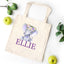 Elephant Purple Floral Tote Bag Personalized Kids Canvas School Custom Preschool Daycare Toddler Beach Tote Bag Birthday Gift Library 145