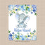 Elephants Baby Boy Blanket Watercolor Blue Floral Hydrangea Newborn Baby Name Blanket Monogram Flowers Baby Shower Gift Bedding B1001