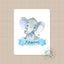 Elephants Baby Name Blanket Watercolor Newborn Baby Boy Blue Gray Name Blanket  Monogram  Baby Shower Gift Nursery Bedding Decor B561