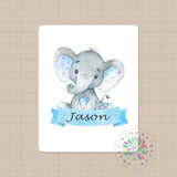 Elephants Baby Name Blanket Watercolor Newborn Baby Boy Blue Gray Name Blanket Monogram Baby Shower Gift Nursery Bedding Decor B561-Sweet Blooms Decor