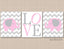 Elephants Girl Nursery Wall Art Pink Gray Chevron Baby Girl Bedroom Decor Love Baby Shower Gift UNFRAMED  C149