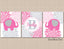 Elephants Girl Nursery Wall Art Pink Gray Floral Baby Girl Bedroom Decor Name Monogram Flowers Shower Gift UNFRAMED  C138