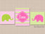 Elephants Girl Nursery Wall Art Pink Lime Green Chevron Elephant Nursery Decor Pink Elephant Nurser Baby Shower Gift  C376