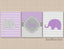 Elephants Girl Nursery Wall Art Purple Lavender Gray Chevron Polka Dots Bedroom Decor Name Monogram Baby Shower Gift C371