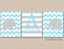 Elephants Nursery Decor Wall Art Baby Blue Gray Chevron Stripes Name Mogram Twins Boys Brothers Baby Shower Gift  C366