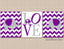 Elephants Nursery Wall Art Lavender Gray Purple Girl Chevron Love Baby Girl Bedroom Decor  C368