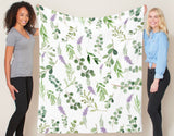 Eucalyptus Leaves Baby Blanket Watercolor Greenery Lavender Gender Neutral Baby Shower Gift B1131-Sweet Blooms Decor
