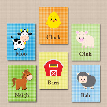 Farm Animals Nursery Wall Art,Farm Animals Nursery Decor,Barnyard Nursery Wall Art,Baby Barnyard Cow Sheep Chick Neutral Boy Girl C385-Sweet Blooms Decor