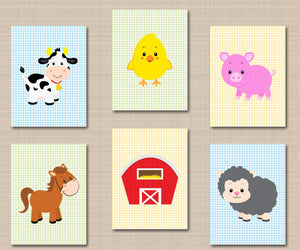 Farm Animals Nursery Wall Art,Farm Animals Nursery Decor,Barnyard Nursery Wall Art,Farm Baby Shower,Cow Horse Sheep Chicken Pastel C158-Sweet Blooms Decor