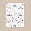 Floral Baby Girl Name Swadddle Blanket Pink Navy Blue Watercolor Flowers Personalized Baby Shower Gift Crib Bedding Swaddle Fleece  B1090