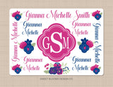 Floral Baby Name Blanket Pink Navy Blue Baby Girl Monogram Blanket Floral Monogram Blanket Pink Flowers Blanket Name Baby Shower Gift B787