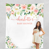 Floral Baby Shower Backdrop with Blush Pink Coral Flowers D101