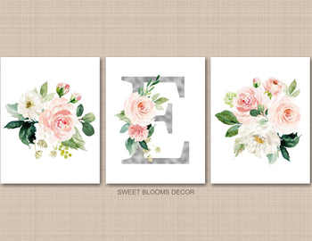 Floral Girl Nursery Wall Art Watercolor Pink Coral Blush Flowers Modern Boho Flowers Baby Shower Gift Baby Room Decor 810-Sweet Blooms Decor