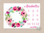 Floral Milestone Blanket Personalized Pink Purple Watercolor Flowers Wreath Monthly Growth Photo Newborn Baby Girl Name Shower Gift B618