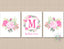 Floral Nursery Wall Art Watercolor Flowers Pink Purple Girl Rom Decor Roses Wall Art Monogram Name Wall Office Decor  C738