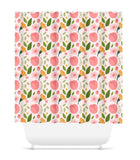 Floral Shower Curtain Tulips Leaves Coral Orange Green Modern Shower Curtain Guest Bathroom Decor S137