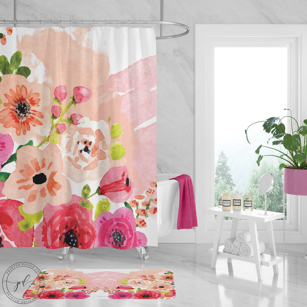 FBMLBRB Brebasf Pink Art Modern Strawberry 4 Pcs Waterproof Shower Curtain Set,Watercolor Spring Garden Florals Tropical Fruit Strawberry with Waterproof Toilet Cover Shower Mat Rugs FBMLBRB Brebasf Pink Art Modern Strawberry 4 Pcs Waterproof Shower Curtain Set,Watercolor Spring Garden Florals Tropical Fruit Strawberry with Waterproof Toilet Cover Shower Mat Rugs