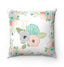 Floral Throw Pillow Coral Mint Green Teal Gray Flowers Pillow Monogram Nursery Girl Room Decor Bedding Baby Shower Gift Home Decor P162
