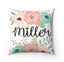 Floral Throw Pillow Coral Mint Green Teal Gray Flowers Pillow Monogram Nursery Girl Room Decor Bedding Baby Shower Gift Home Decor P164