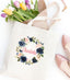 Floral Tote Bag Personalized Name Birthday Navy Pink Flowers Canvas Wedding Bride Bridesmaid Mother of the Bride Girl Watercolor Wreath 150