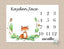 Fox Milestone Blanket Woodland  Monthly Blanket Monthly Growth Tracker Baby Blanket Newborn Gift Fox Baby Shower Gift Wreath Leaves  B453