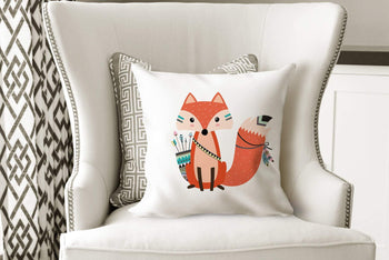 Fox Throw Pillow Tribal Fox Pillow Woodland Bedroom Decor Fox Nursery Decor Fox Room Decor Fox Tribal Woodland Nursery Decor Fox Baby Shower-Sweet Blooms Decor