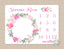 Girl Milestone Blanket Personalized Pink Rose Flowers  Watercolor Floral Wreath Monthly Growth Newborn Baby Girl Name Baby Shower Gift B370