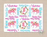 Horse Baby Girl Blanket Name Monogram Floral Blanket Horse Boots Shoe Swaddling Blanket Pink Blue Flowers Baby Shower Gift Nawborn  B497