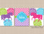 Horse Flowers Wall Art Pony Bedroom Decor Pink Purple Green Teal Horse Floral Polkadots Ponies Art  483