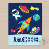 Space Nursery Wall Art Outerspace Planets Astronaut Rockets Kids Boy Bedroom Decor CANVAS C662