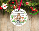 Woodland Christmas Ornament Forest Animals Personalized Baby Boy 1st First Christmas Baby Shower Gift New Baby Holiday Ornament 121