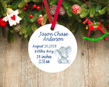 Baby Christmas Ornament Elephant Personalized Baby Boy 1st First Birth Announcement Baby Shower Gift New Baby Holiday Ornament 112