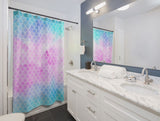 Mermaid Shower Curtain Watercolor Mermaid Scales Pink Teal Blue Purple Pastel Colors Girl Bathroom Curtain Bath Mat Modern S125