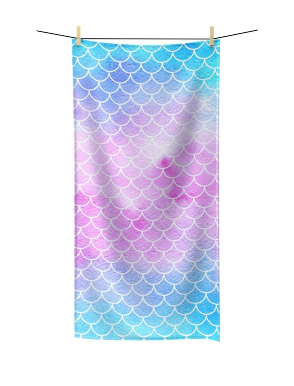 Mermaid Shower Curtain Watercolor Mermaid Scales Pink Teal Blue
