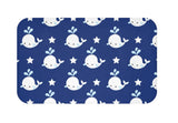 Whales Shower Curtain Navy Blue Whales Kids Boy Bathroom Bath Mat Towel Modern Baby Bath Curtain Fish Nautical  S154